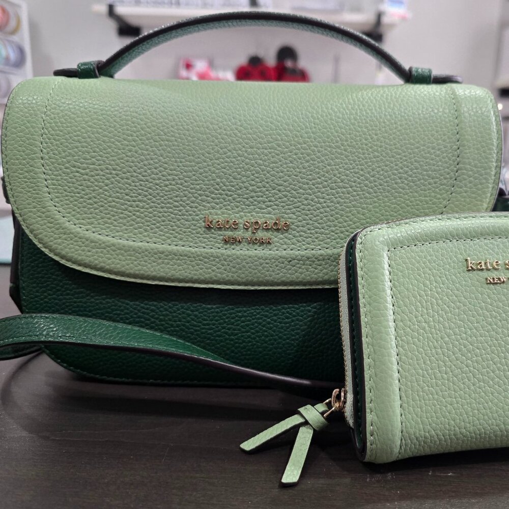 KATE SPADE Knott Colorblocked Top-handle Crossbody + Wallet Beach Glass ($456)